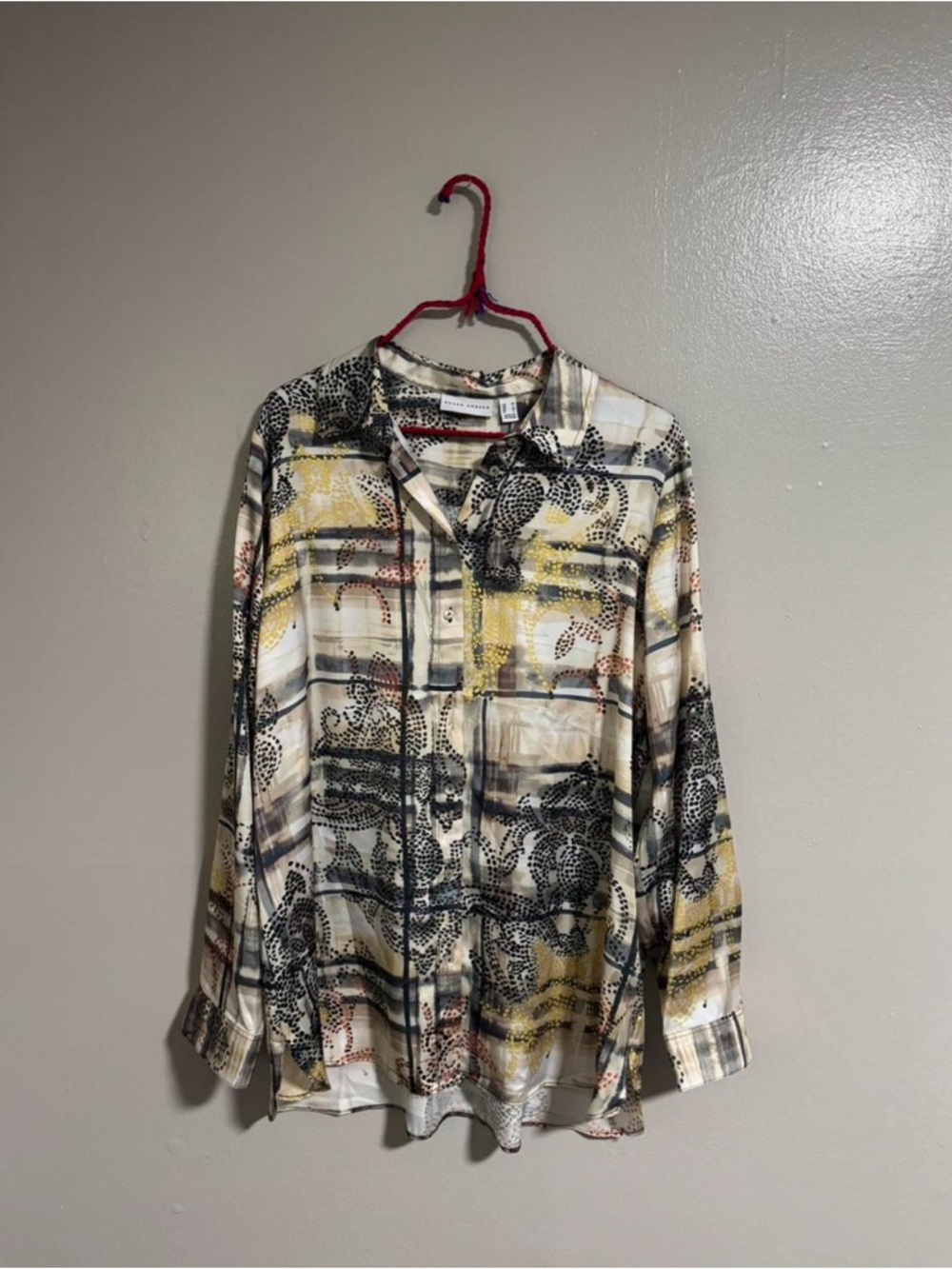 Susan Graver Multicolor Abstract Print Button-Up Blouse Women’s large